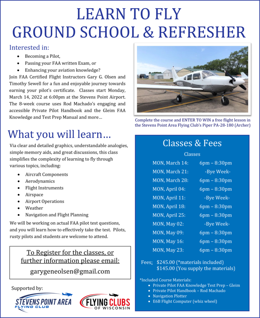 Stevens Point Area Flying Club - Ground School & Refresher - March 2022_Web